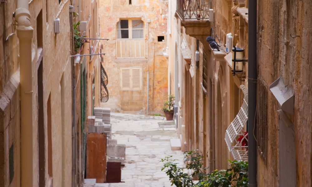 Old street  and picturesque houses of Valletta. Malta